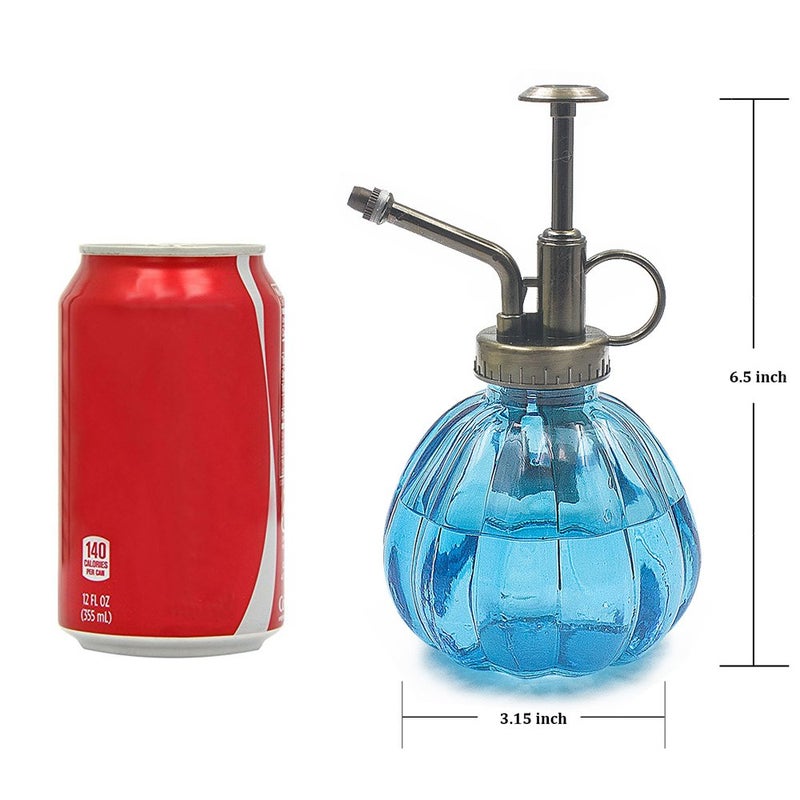 Ebristar Plant Mister, 6.5" Tall Vintage Style Decorative Glass Water Spray Bottle with Top Pump Small Watering Can (Blue) - Image 2